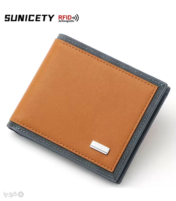 کیف پول مردانه تاشو ضد سرقت Sunicety سانی ستی طرح کلاسیک دو رنگ