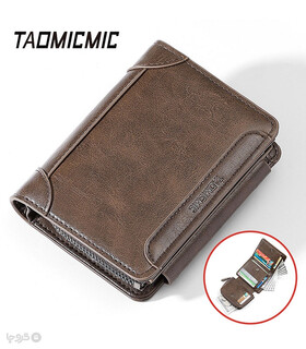 کیف پول و جاکارتی مردانه تاشو زیپ دار Taomicmic تائومیک میک طرح کلاسیک