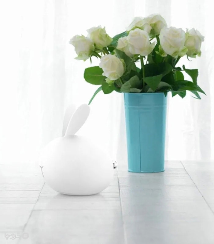 چراغ خواب رنگین کمانی لمسی سیلیکونی شارژی طرح خرگوش - همراه با کابل شارژ