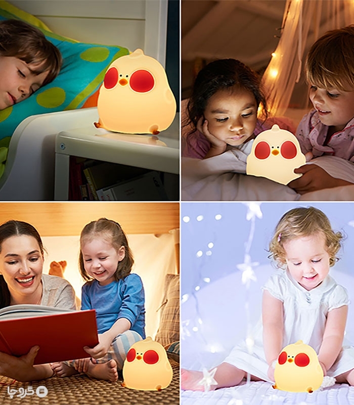 چراغ خواب لمسی سیلیکونی رو میزی شارژی طرح فاخته - همراه با کابل شارژ