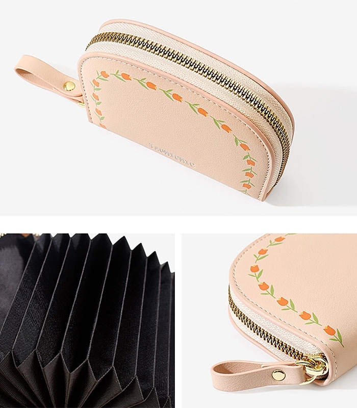 کیف پول و جاکارتی زنانه زیپ دار Taomicmic تائومیک میک طرح گل لاله