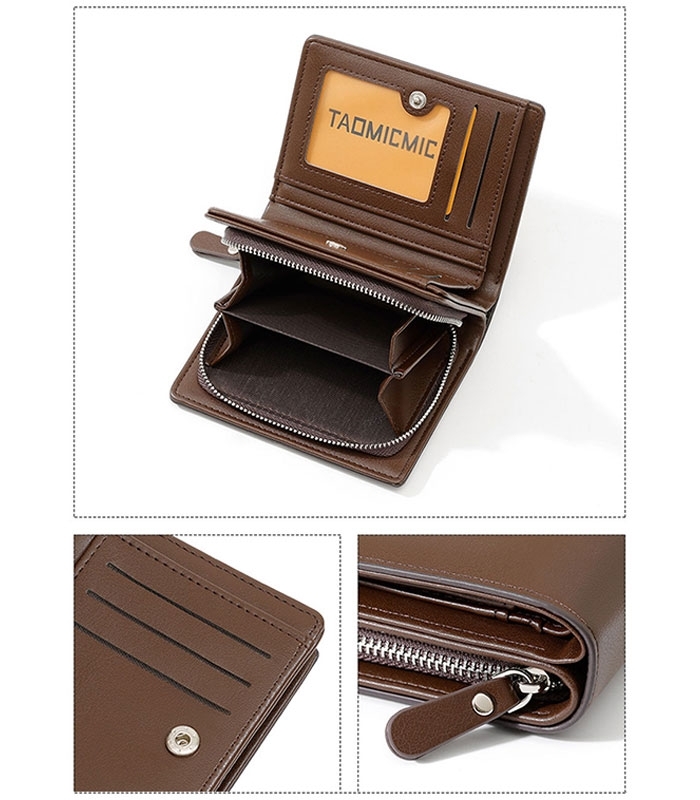 کیف پول مردانه تاشو زیپ دار Taomicmic تائومیک میک طرح کلاسیک 4