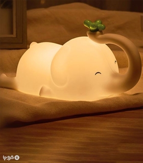چراغ خواب لمسی سیلیکونی رو میزی شارژی طرح فیل - همراه با کابل شارژ