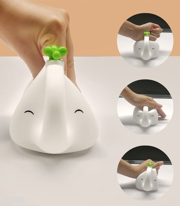 چراغ خواب لمسی سیلیکونی رو میزی شارژی طرح فیل - همراه با کابل شارژ