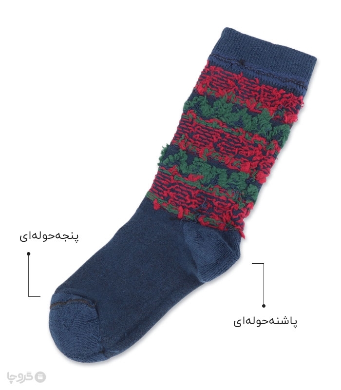 جوراب ساقدار پاشنه و پنجه حوله‌ای Calze Land کالزی لند طرح کاج دات