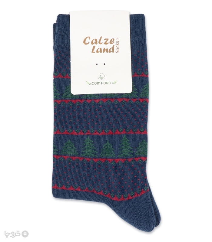 جوراب ساقدار پاشنه و پنجه حوله‌ای Calze Land کالزی لند طرح کاج دات