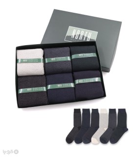 پک جوراب ساقدار نورث کد 316 طرح زیگزاگ - جعبه 6 جفتی