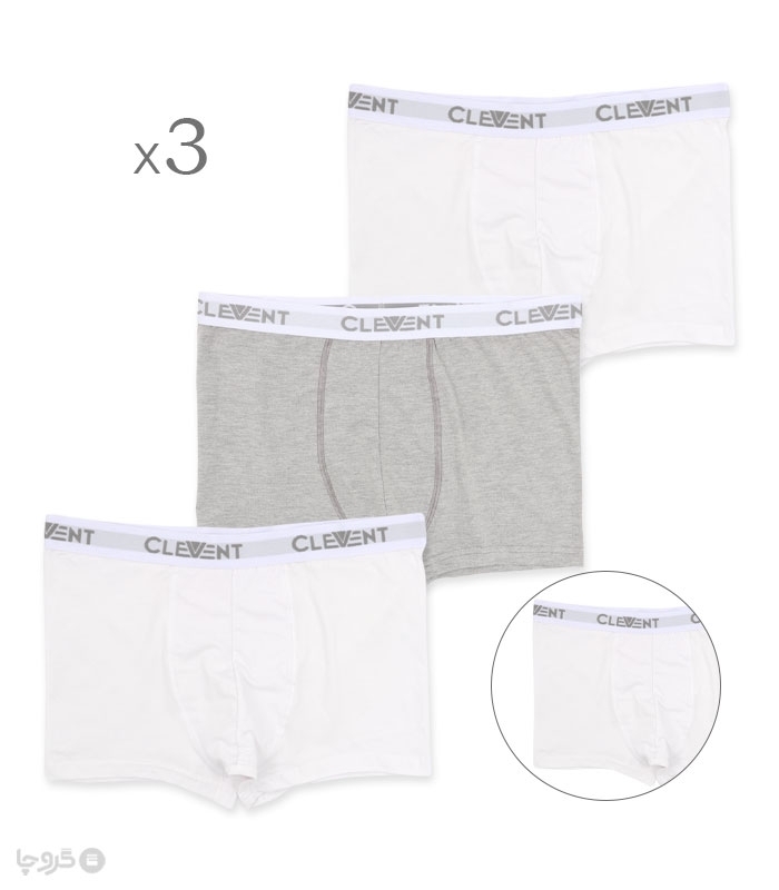 پک شورت مردانه پادار نخی کش از رو Clevent کلونت کد 2408 - بسته 3 عددی
