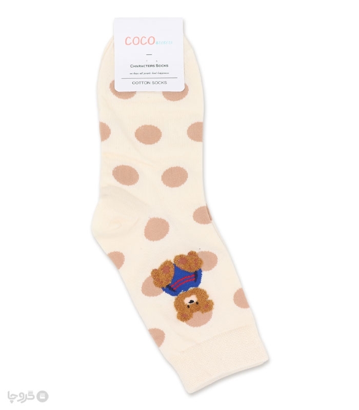 جوراب نیم ساق Coco & Hana طرح تدی برجسته و توپی