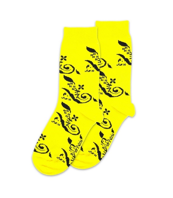 جوراب ساق دار نانو پاتریس طرح دفتر زرد