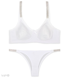 ست شورت و سوتین پرسی فنردار نوشه پوش کد 901 نگین دار