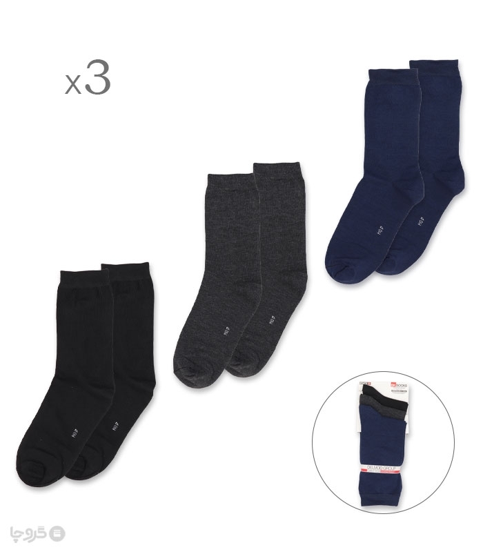 پک جوراب ساقدار دل مد گروپ کد 8377 طرح ساده - بسته 3 جفتی