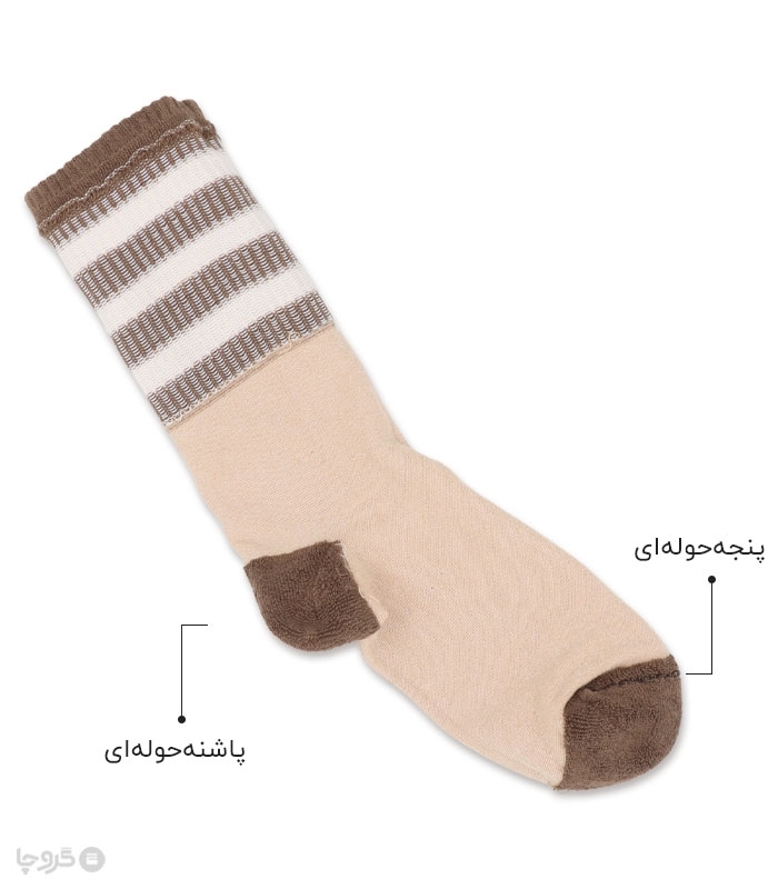 جوراب ساقدار پنجه و پاشنه حوله‌ای Ropapa روپاپا طرح بالا رینگی