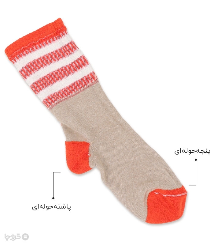 جوراب ساقدار پنجه و پاشنه حوله‌ای Ropapa روپاپا طرح بالا رینگی
