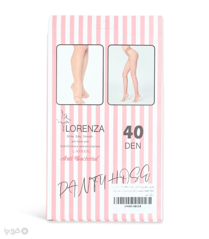 جوراب شلواری بادکنکی براق Lorenza لورنزا مدل Open Toe ضخامت 40