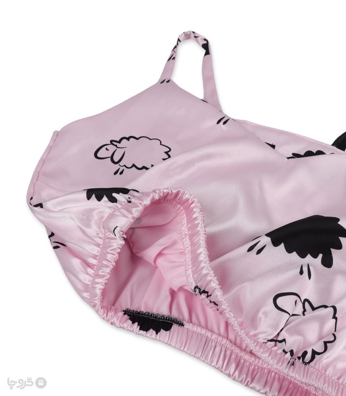 ست شلوارک و تاپ ساتن Bereta برتا کد 9014 طرح بره