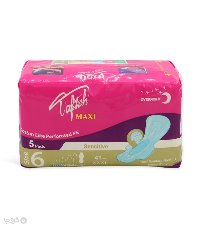 نوار بهداشتی بالدار کتانی تافته مدل ماکسی ویژه شب کد 1110 - بسته 5 عددی