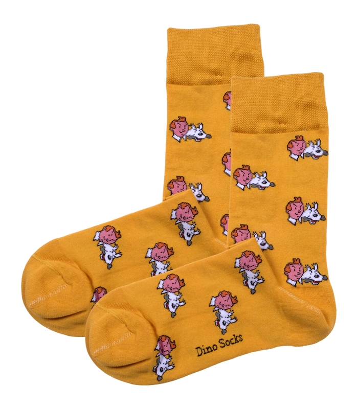 جوراب ساقدار داینو ساکس طرح تن تن و میلو زرد