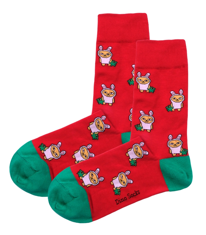 جوراب ساقدار داینو ساکس طرح عروسک قرمز