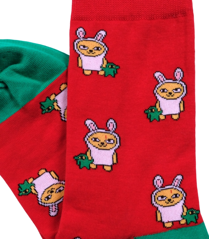 جوراب ساقدار داینو ساکس طرح عروسک قرمز