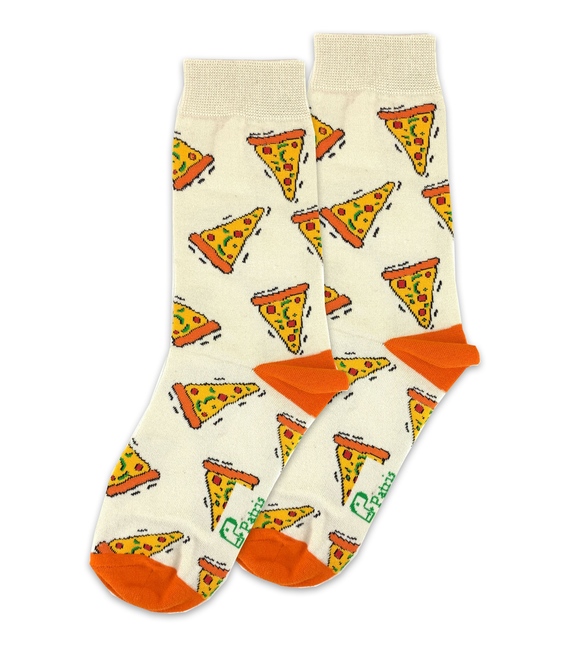 جوراب ساق دار نانو پاتریس طرح پیتزا کرم