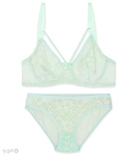 ست شورت و سوتین گیپور فنردار ژوبین کد 1369 طرح برگ