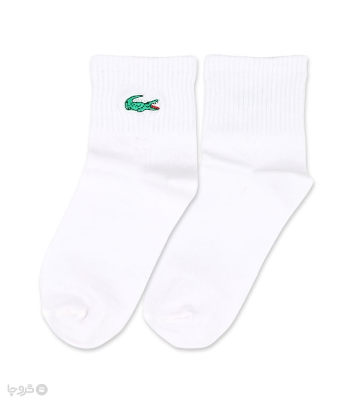 جوراب نیم ساق زنانه کش انگلیسی Abnous آبنوس گلدوزی طرح Lacoste