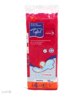 نوار بهداشتی بالدار کتانی تافته ویژه شب کد 1076 - بسته 10 عددی