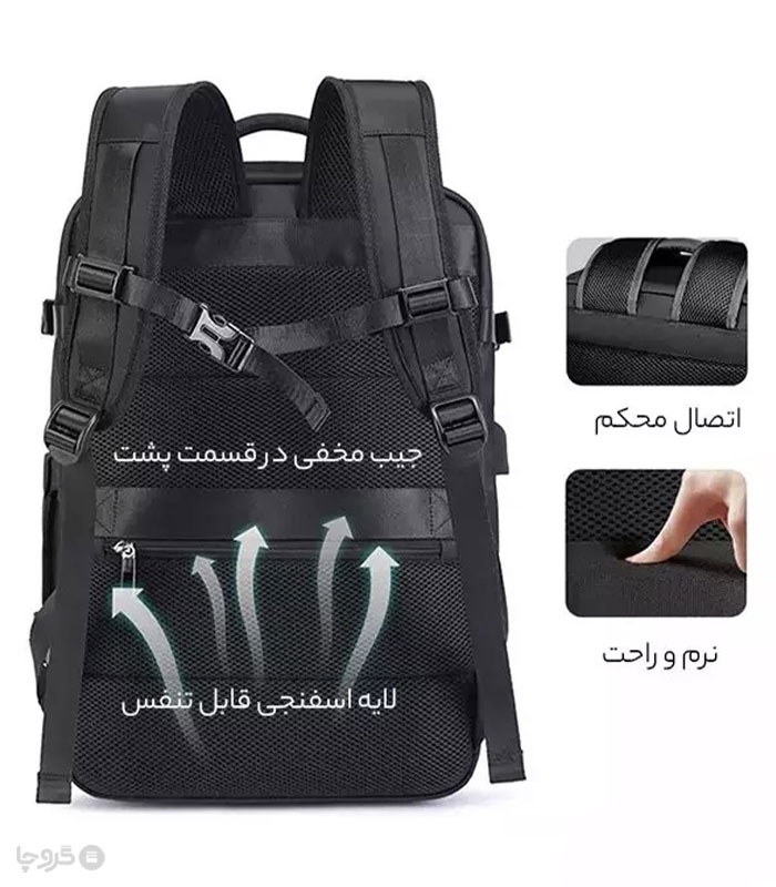 کوله پشتی سفری ضد آب Bange بنج کد 1801 - دارای درگاه USB