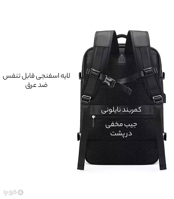 کوله پشتی ضد آب Bange بنج کد 1800 مناسب لپ تاپ و تبلت - دارای درگاه USB
