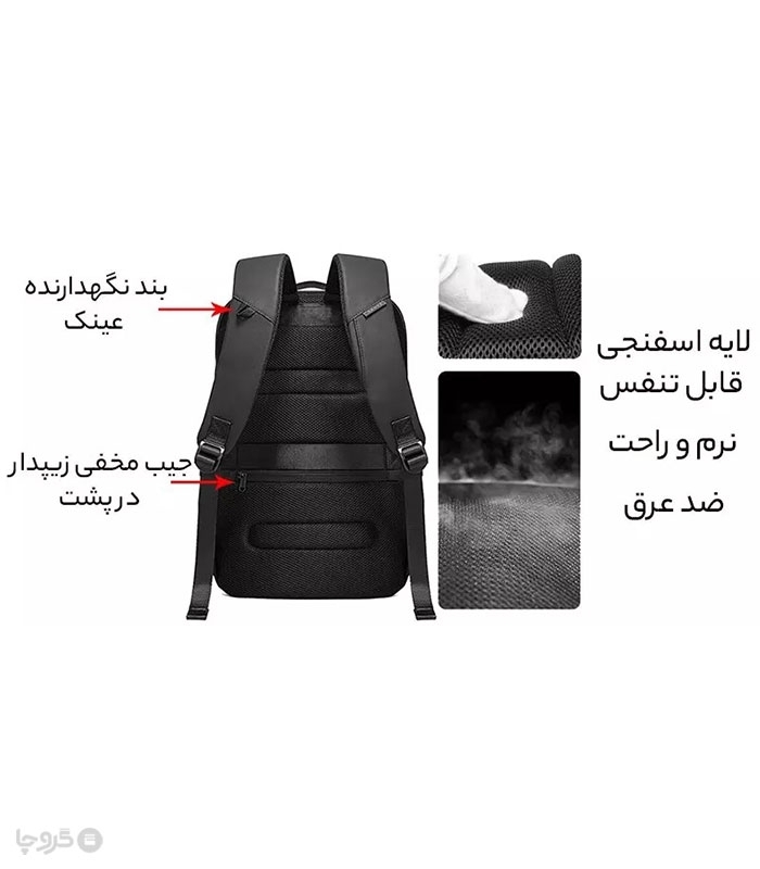 کوله پشتی ضد آب و ضد سرقت Bange بنج کد 7216 مناسب لپ تاپ و تبلت - دارای درگاه USB