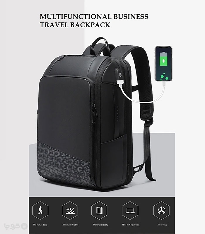 کوله پشتی مسافرتی ضد آب Bange بنج کد 22005 ظرفیت 54 لیتری - دارای درگاه USB