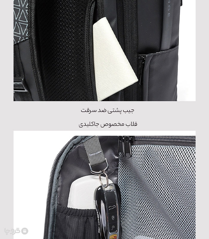 کوله پشتی مسافرتی ضد آب Bange بنج کد 22005 ظرفیت 54 لیتری - دارای درگاه USB