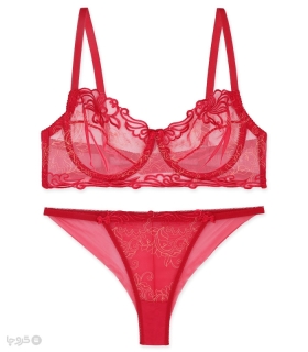 ست شورت و سوتین توری فنردار Barone بارون گلدوزی کد 2021 مدل 073