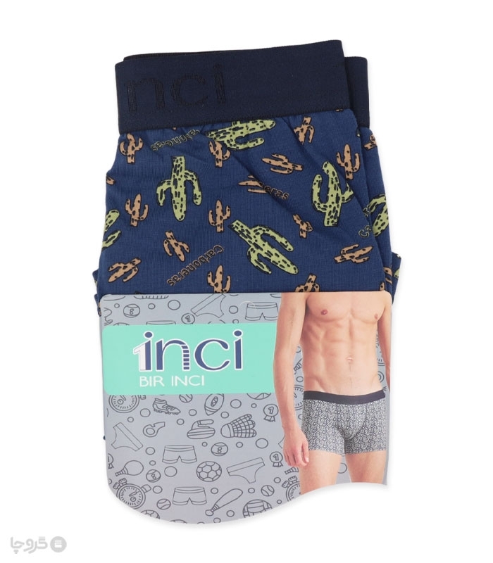 شورت مردانه نخی پادار 1Inci بیر اینجی کد 1700 طرح کاکتوس