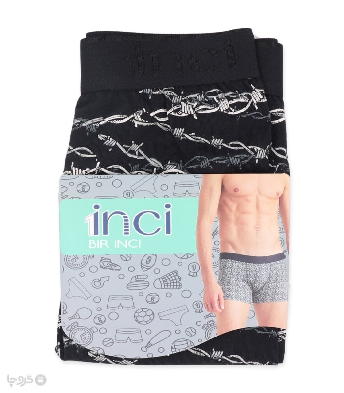 شورت مردانه نخی پادار 1Inci بیر اینجی کد 1700 طرح سیم خاردار