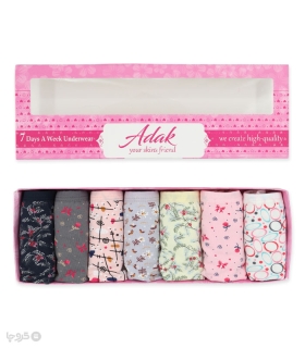 پک هفتگی شورت زنانه اسلیپ نخی Adak آداک کد 141 طرح V - بسته 7 عددی میکس