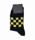 جوراب نیم ساق Chetic چتیک طرح شطرنجی زرد مشکی