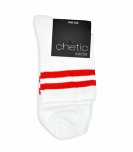 جوراب نیم ساق Chetic چتیک طرح دو خط قرمز سفید