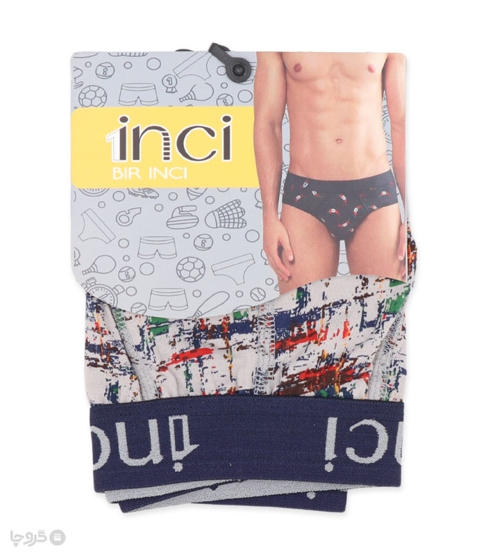 شورت مردانه نخی اسلیپ 1Inci بیر اینجی کد 1600 طرح آبرنگی