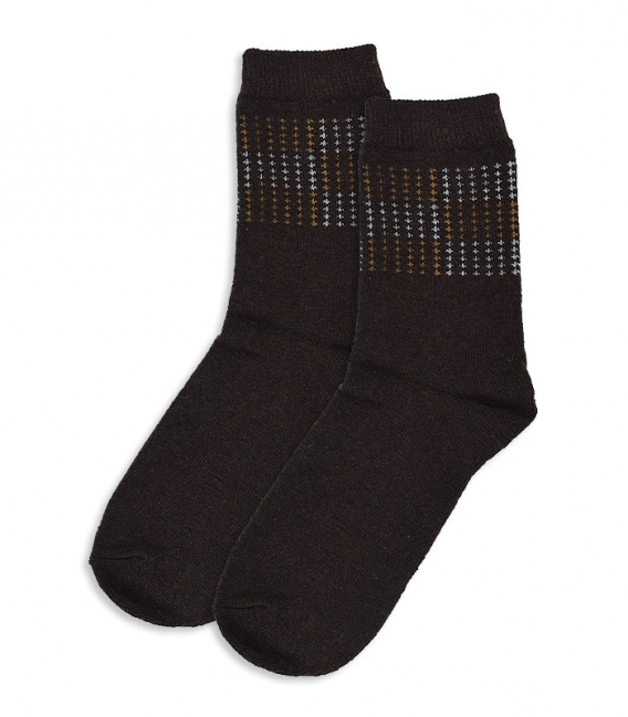 جوراب پشمی ساقدار طرح نقطه قهوه‌ای