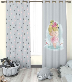 خرید پرده کودک نوپه هوم کد W4813 طرح قلب و دختر
