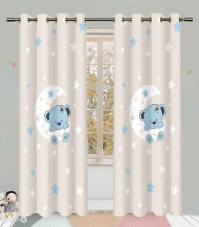 خرید پرده کودک نوپه هوم کد W4983 طرح تدی و ماه