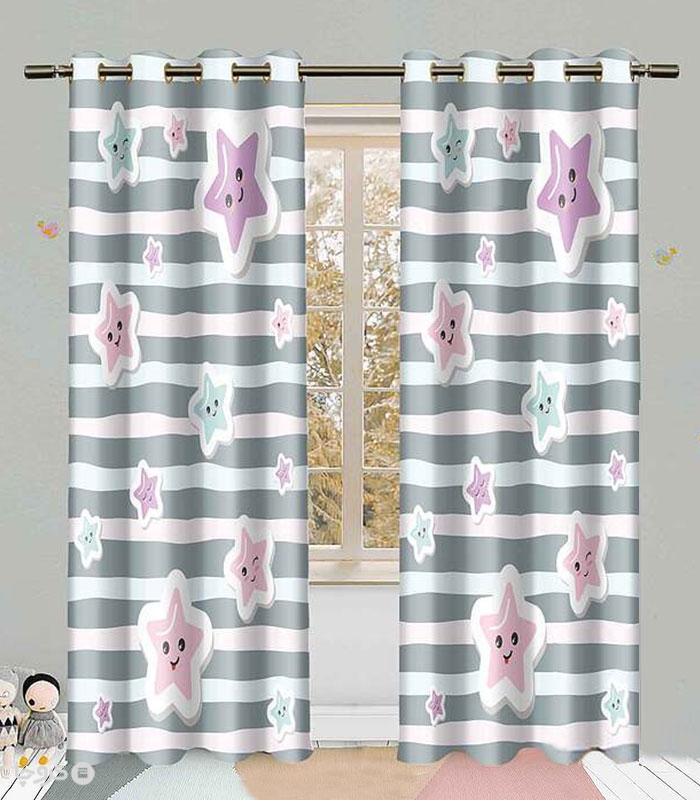 خرید پرده کودک نوپه هوم کد W5485 طرح ستاره