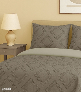 سرویس روتختی کاوری کتان گارنت نوپه هوم کد C01 طرح برجسته لوزی