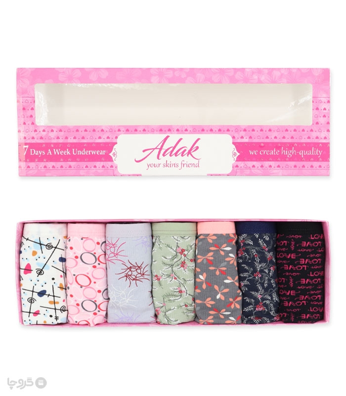 پک هفتگی شورت زنانه اسلیپ نخی Adak آداک کد 141 طرح میکس C - بسته 7 عددی