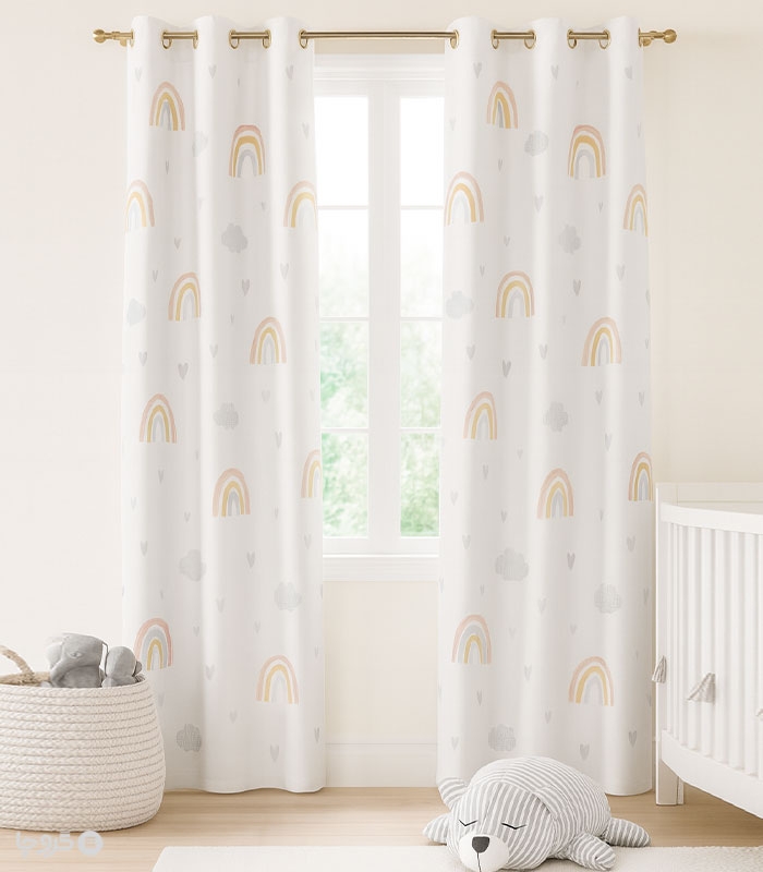 پرده کودک نوپه هوم کد W5025 طرح رنگین کمان
