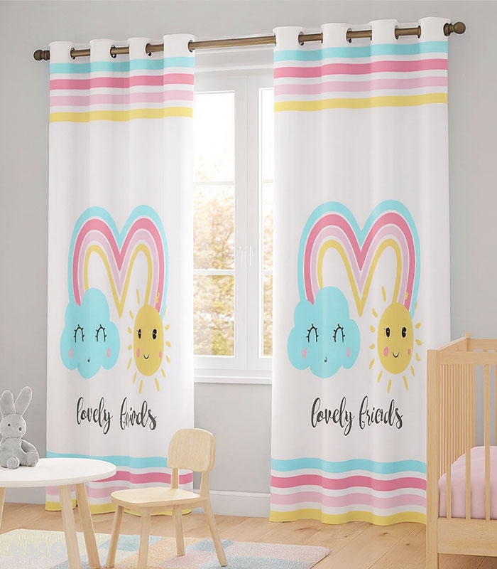 پرده کودک نوپه هوم کد W5565 طرح رنگین کمان