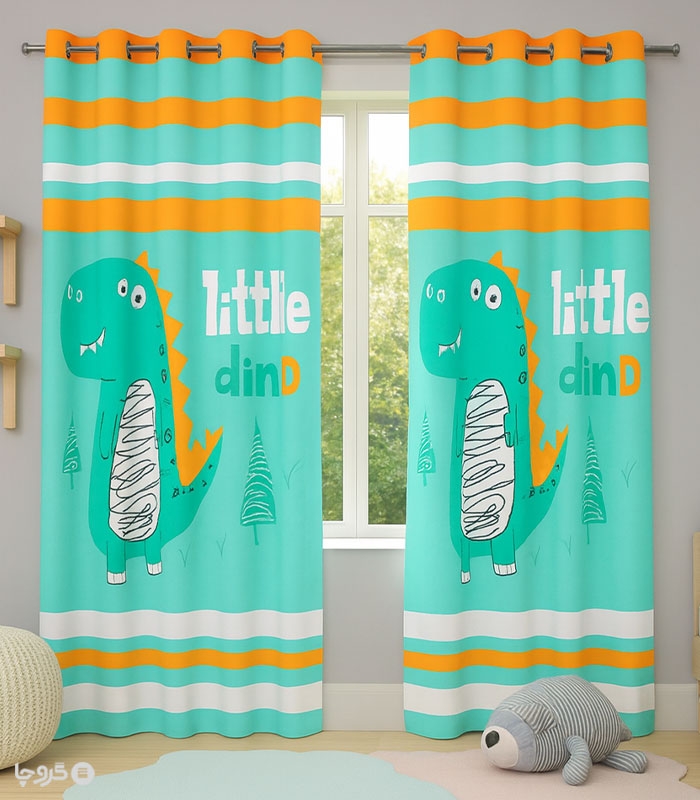 پرده کودک نوپه هوم کد W5560 طرح دایناسور