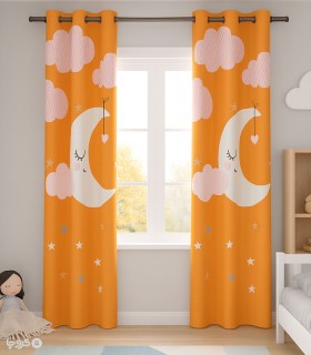 خرید پرده کودک نوپه هوم کد W5484 طرح ماه و ستاره
